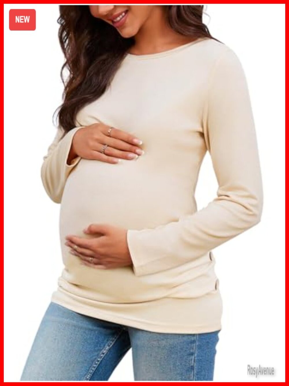 Womens Maternity Long Sleeve Tunic T-Shirt Pregnancy Top Crew Neck